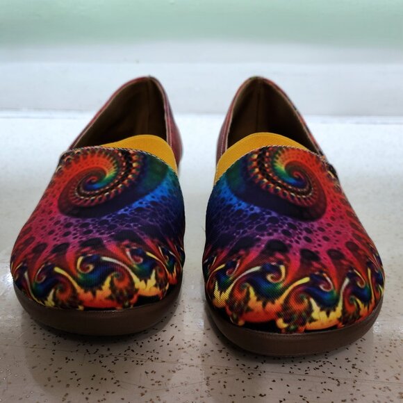 Comfy Slip On Shoes in Psychedelic Tie Dyed Colour Scheme - Picture 2 of 5